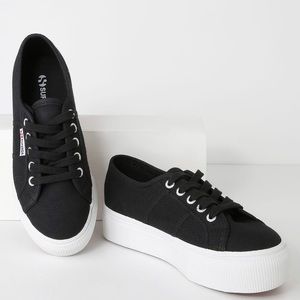 Superga •ACOTW Black Platform Sneakers NWOB